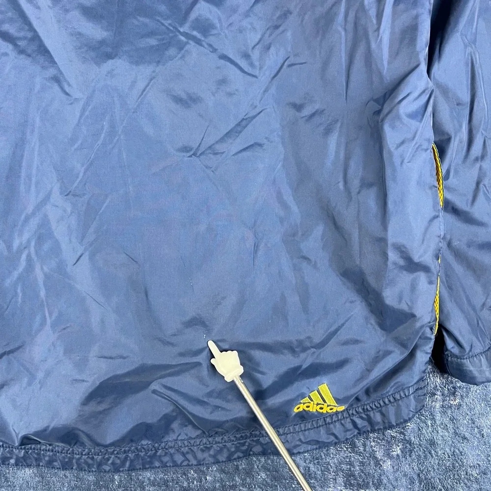 Y2K Adidas Boys XL Navy Blue Stripe Hooded Half Zip‎ Anorak Windbreaker Jacket